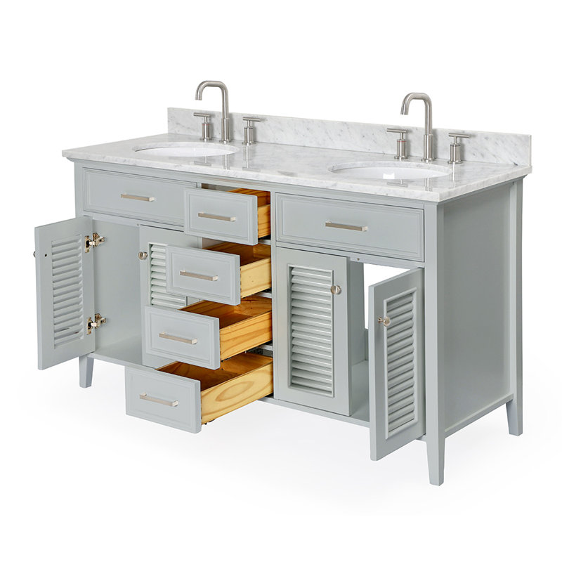 Kensington 73'' W Double Vanity, Gray, 61", Oval