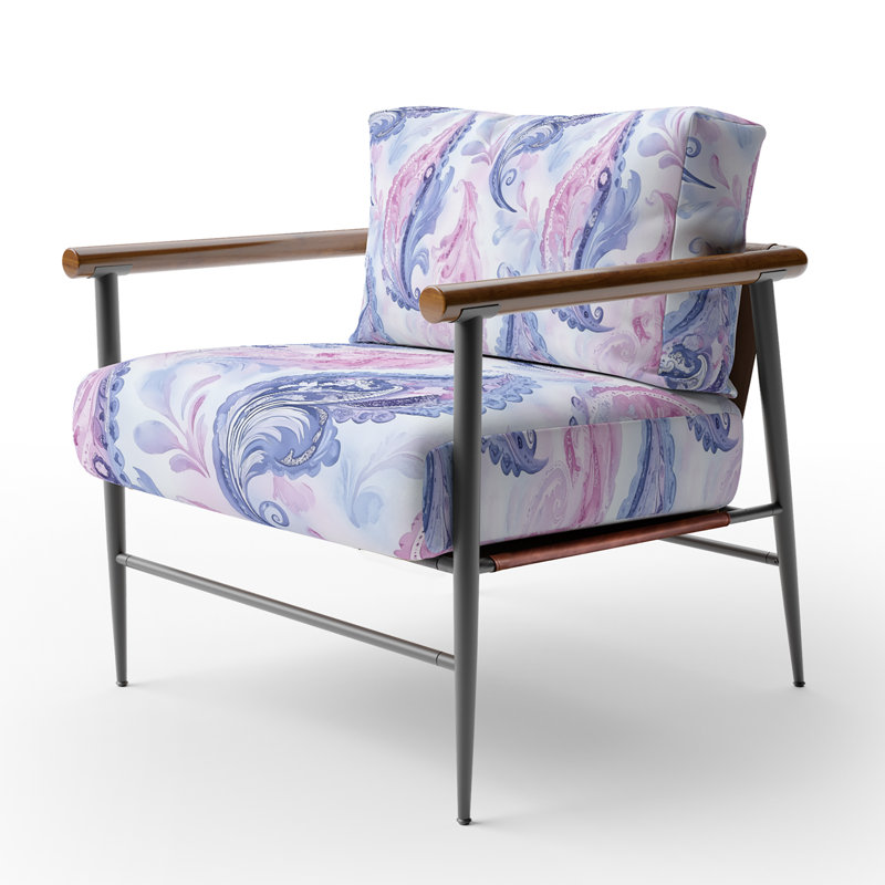 Chaise rembourrée Modern - Fauteuil Paisley Harmony, Bras ronds bruns
