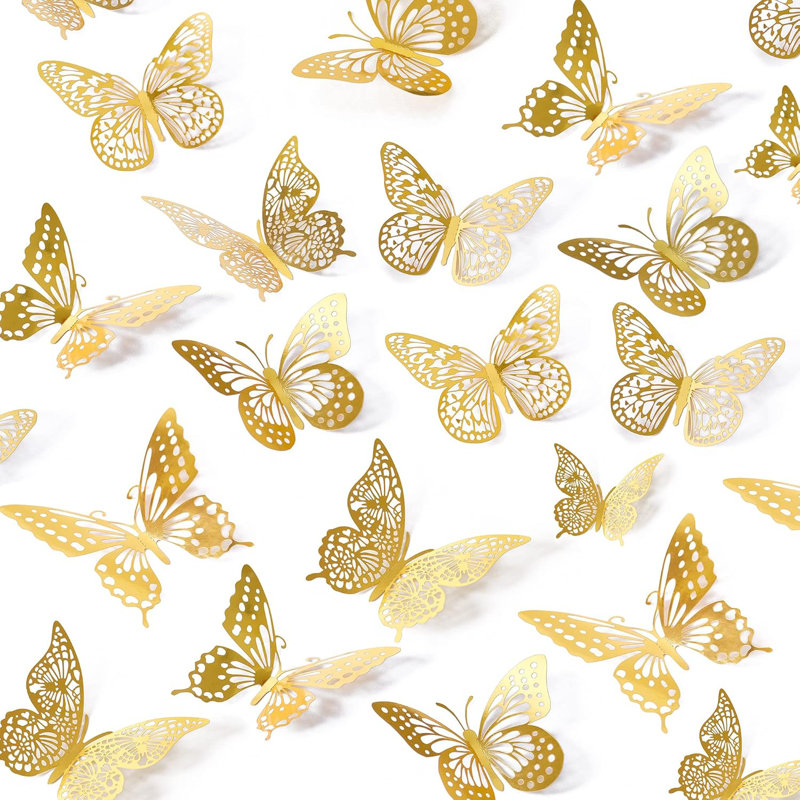 Décoration murale 3D papillon - 48 pièces, 4 styles, 3 tailles