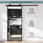Porte de grange coulissante en métal et verre transparent de 42 po x 84 po avec quincaillerie d'installation (fermeture en douceur incluse)-1051180753-1051180754