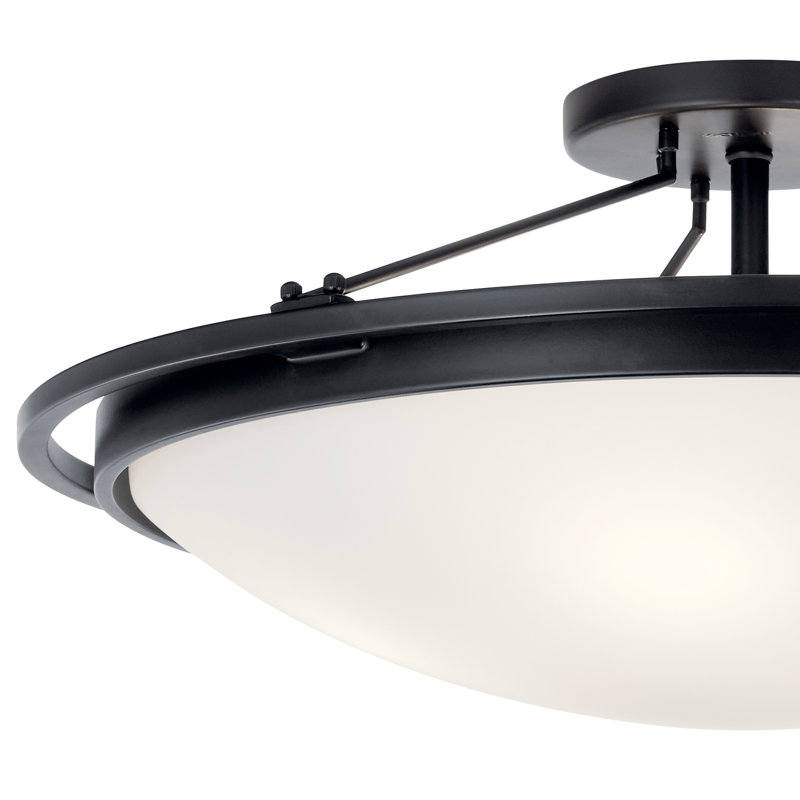 Glass Semi Flush Mount, Black