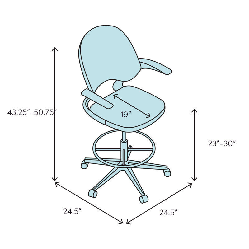 Drafting Chair Polyester/Polyester blend 50.75" H x 24.5" W x 25.5" D, Black