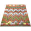 Tapis orange / vert en laine noué à la main de conception unique 4 pi 10 po x 6 pi 6 po années 1960