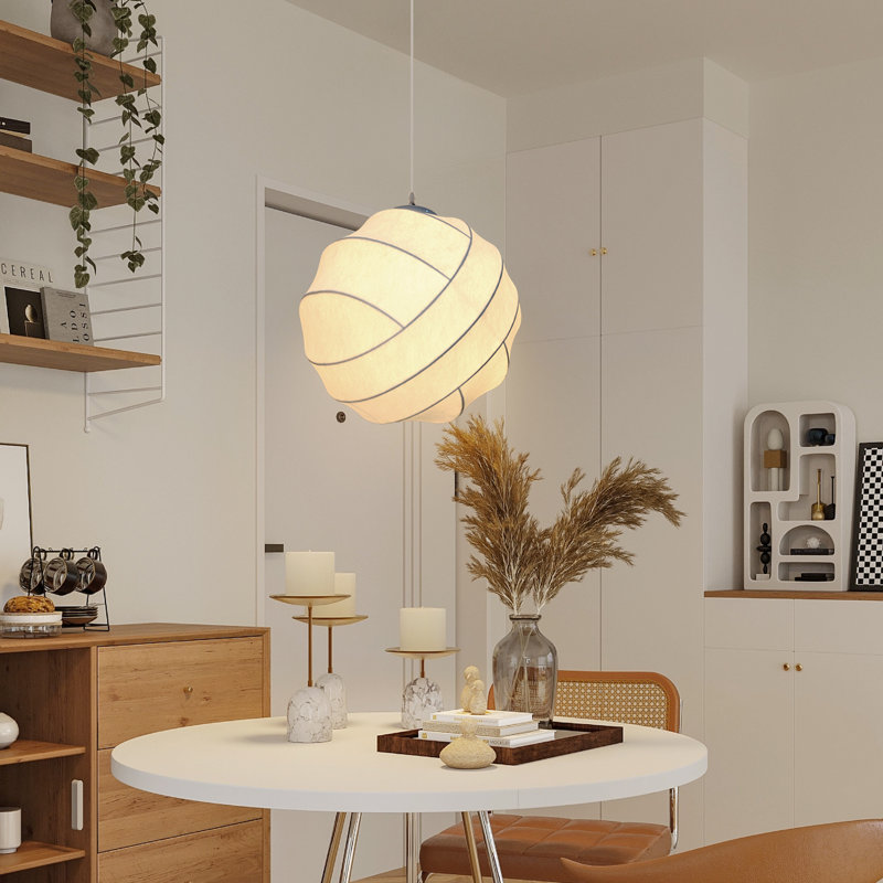 Julyus 1 - Light Single Globe Fabric Pendant, 15.74" H x 15.74" W