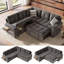 Canapé-lit modulaire capitonné en coin avec canapé-lit, chaise de rangement et table d'appoint Benett 83 po-132785491-134035361