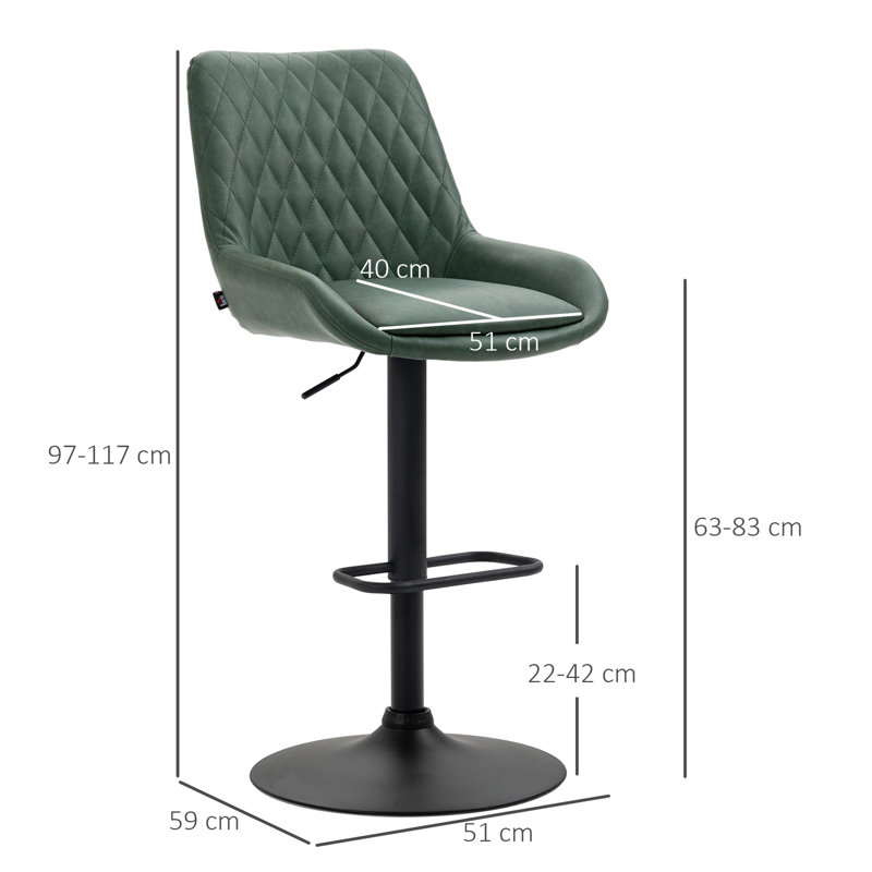 Swivel Upholstered Adjustable Height Counter Stool with Metal Frame, Dark Green