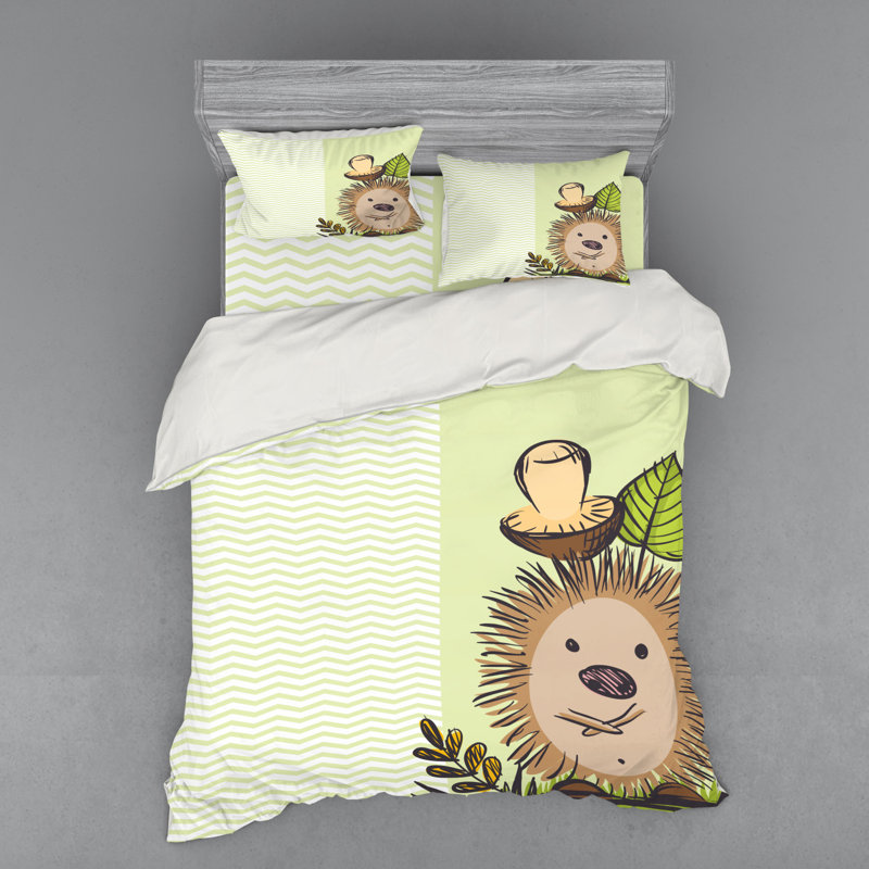 Ensemble de housse de couette en microfibre vert / brun / beige Ambesonne, Housse de couette grand + 3 pièces supplémentair