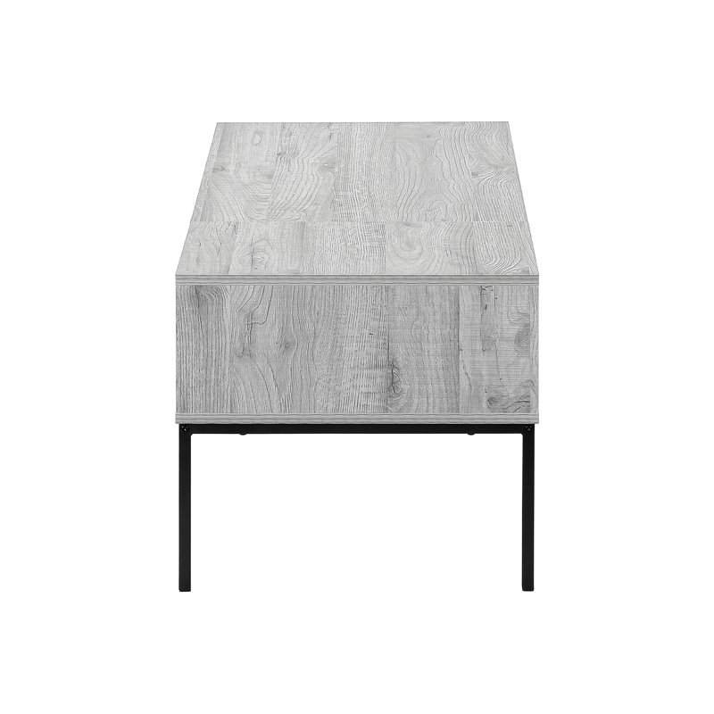 Table basse, L 42 po, rectangulaire, cocktail, plateau relevable, gris, métal noir, contemporain, moderne, Grey