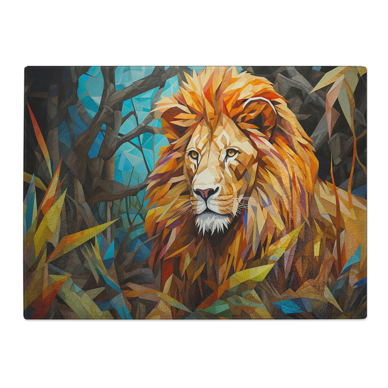 Lion Hard Edge  Glass Chopping Board
