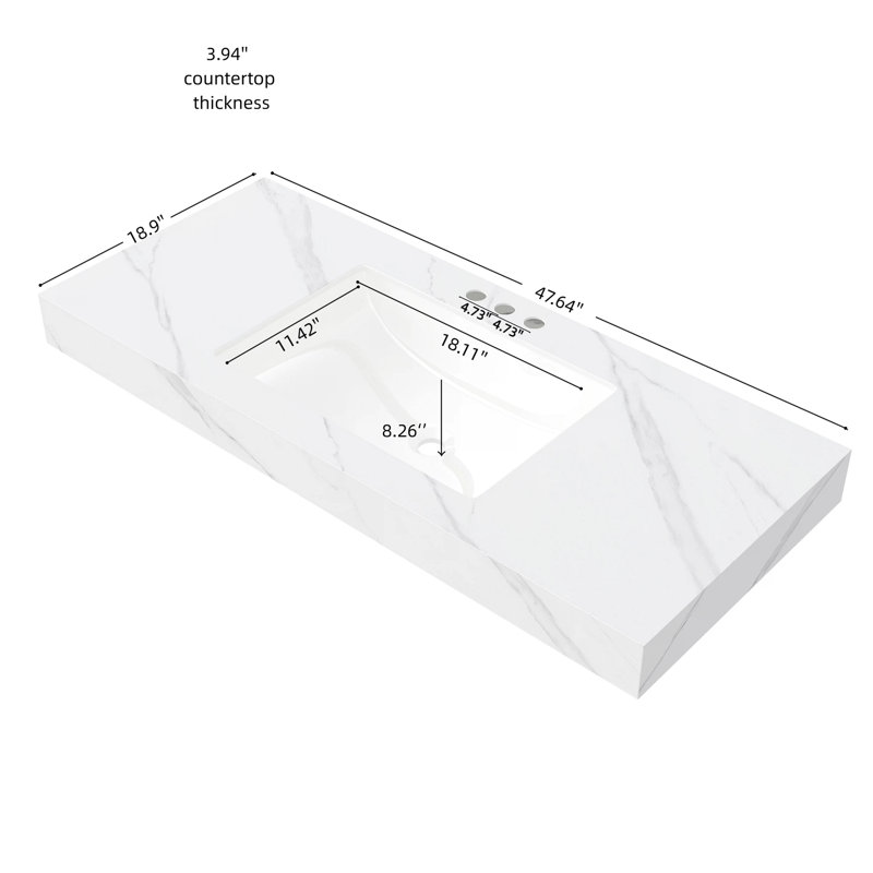 Sintered Stone Countertop and Undermount Ceramic Basin, Light Gray