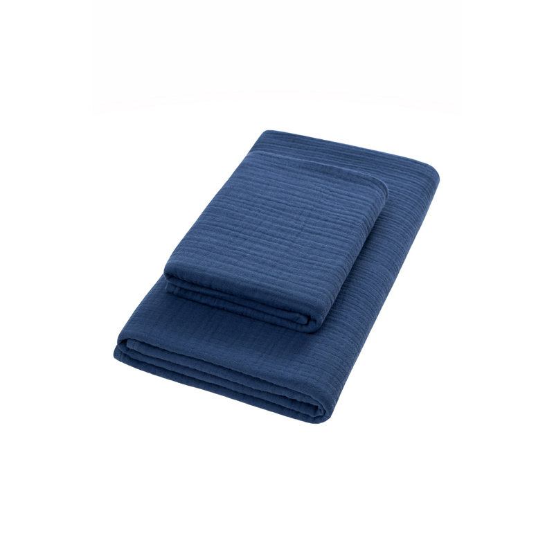 Luxurious 2-Piece 100% Cotton Towel Set, Navy Blue | Bath Towel (39.4 x 63.0 inches) & Hand Towel (19.7 x 39.4 inches) | 4 Ply, Machine Washable, Soft and Absorbent, Perfect for Spa & Everyday Use, Durable Quality