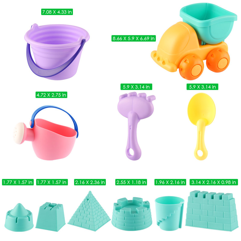 Ensemble de jouets de plage pour enfants, ensemble de 9 châteaux de sable
