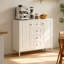 Buffet de rangement 40,16 ", armoire d'appoint autoportante à 4 tiroirs et 2 portes, armoire à tablettes réglables pour le salon, la cuisine, le vestibule, le couloir et la salle de lavage