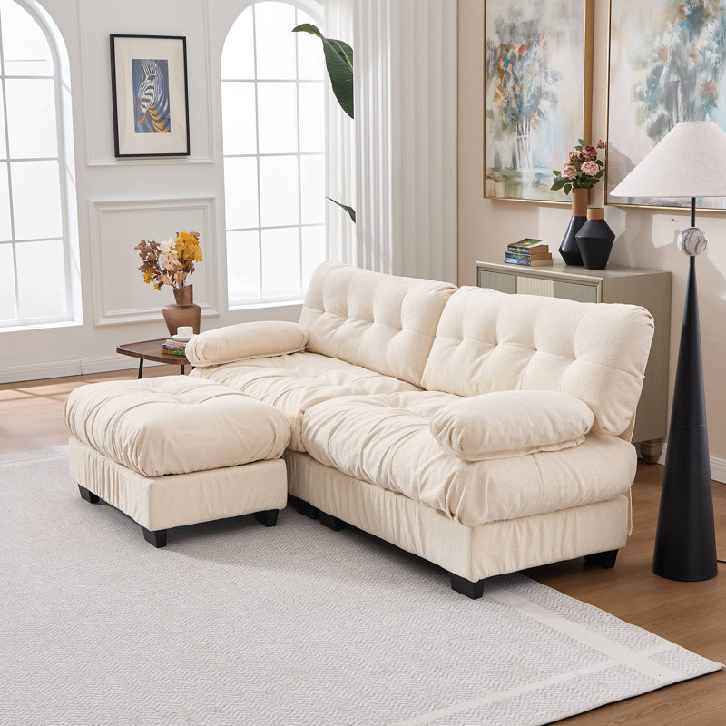 Canapé modulaire modulaire Cloud Couch avec sièges profonds et repose-pieds, Beige