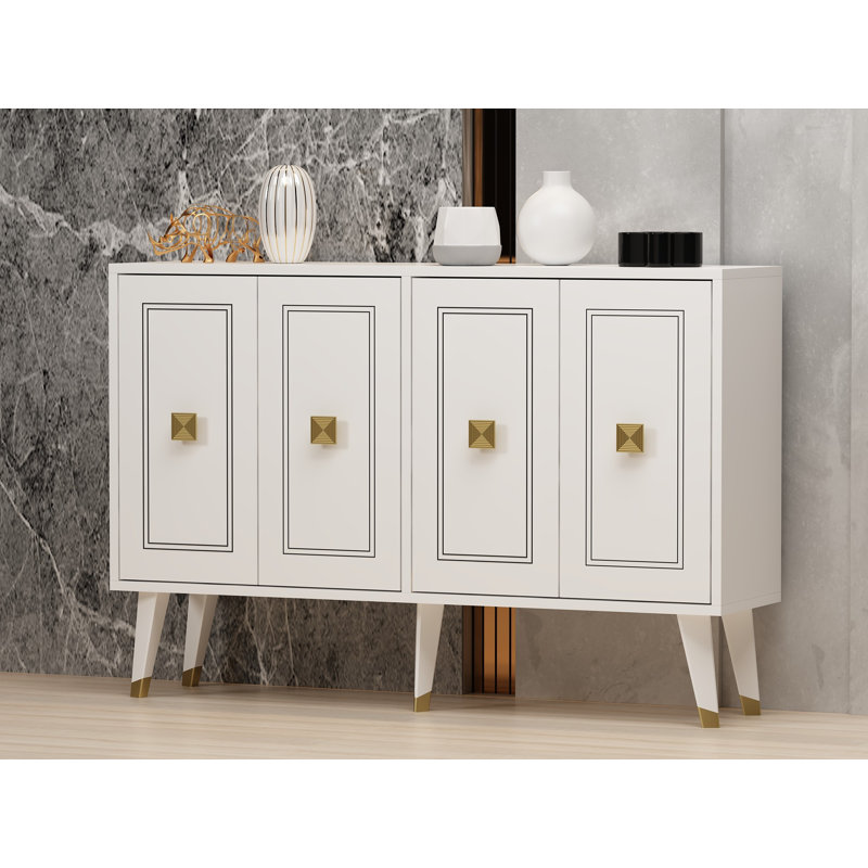 Odessa 80cm Sideboard, White/Gold