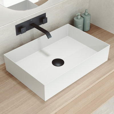 VIGO UltraThin™ 22-in L x 15-in W Matte White Matte Stone™ Vessel Rectangular Minimalist Bathroom Sink