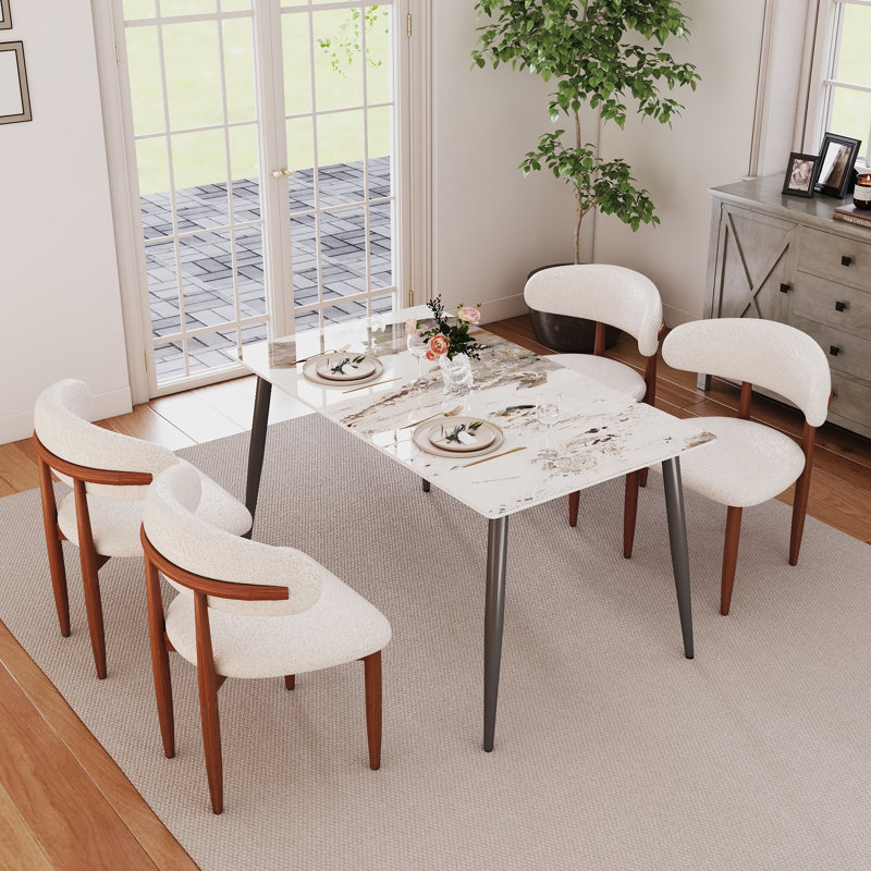 Ensemble de table de salle à manger 5 pièces Juvan, Pandora, Beige/brun, Gris