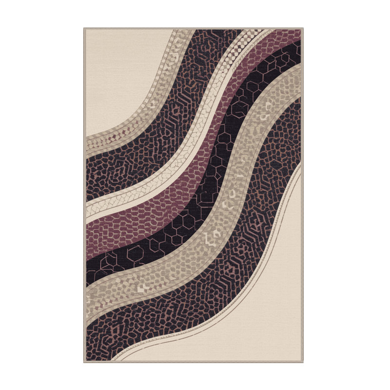 Tapis oriental beige lavable à la machine à motif d'inspiration mondiale Madiun, 4 x 6