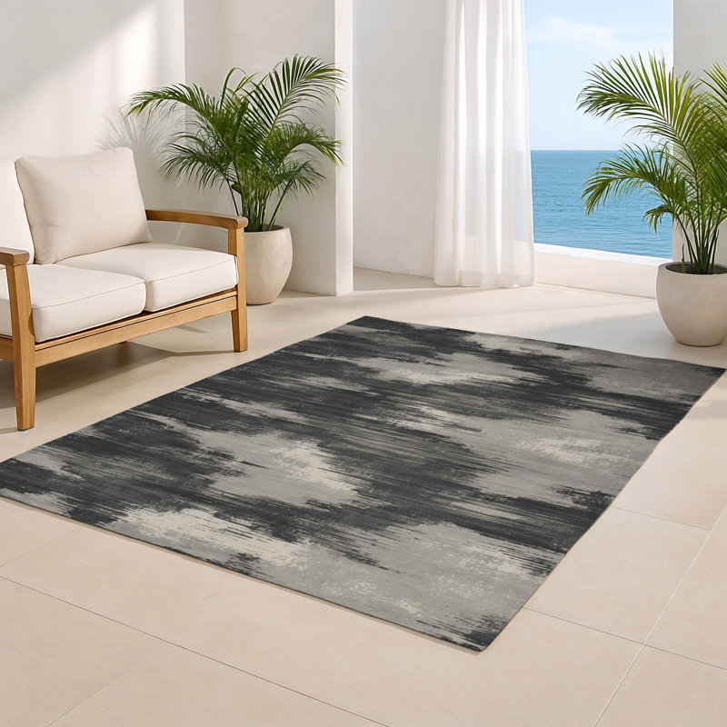 Watercolor Grey Indoor and Outdoor Area Rug, Rectangle 2' x 3'