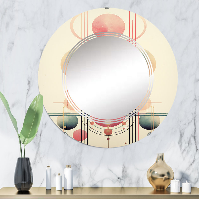 Draad - Miroir mural moderne rond, 32 po x 32 po