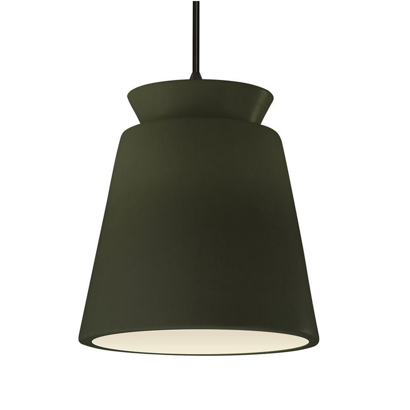 Luminaire suspendu conique à 1 lumière Logan, Noir mat, Vert mat, DEL (intégrée)