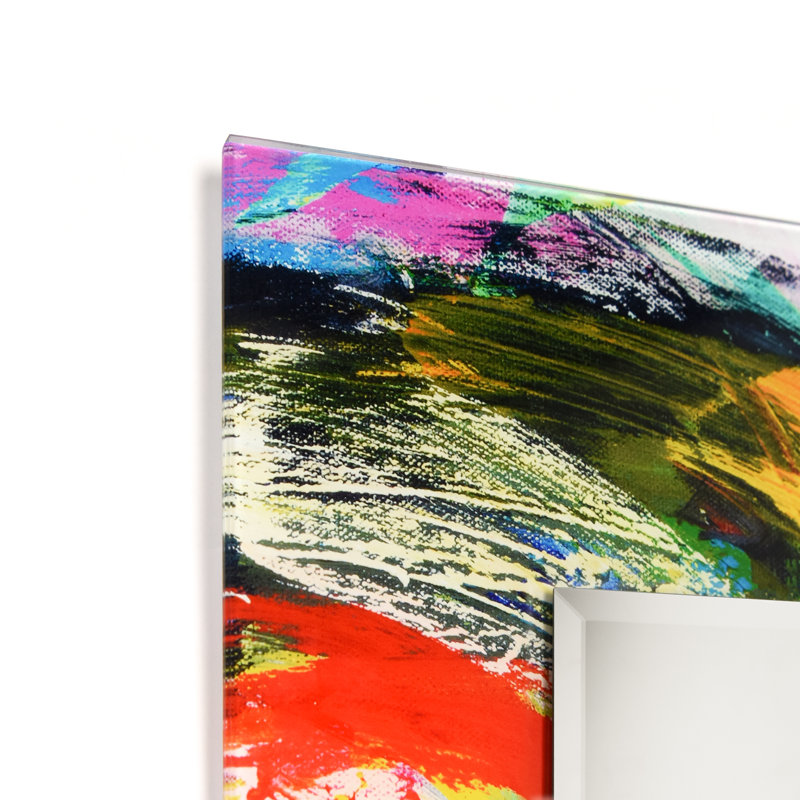 Rock Star I Rectangular Beveled Mirror on Free Floating Printed Tempered Art Glass, 40" x 30"