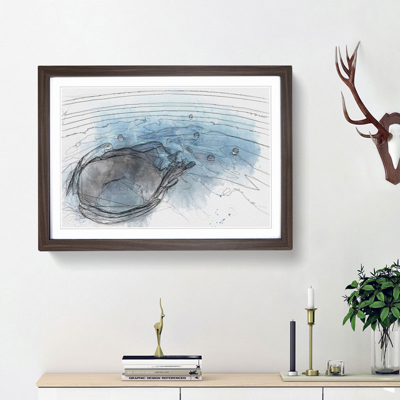 Splash of Water in a Lake in Abstract - Framed Print, 27cm H x 36cm W x 2cm D, Walnut Framed