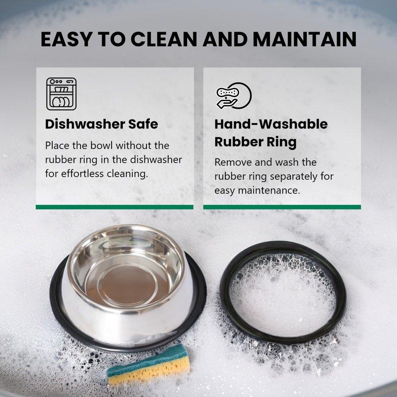 Stainless Steel Non-Skid Pet Bowl with Rubber Ring