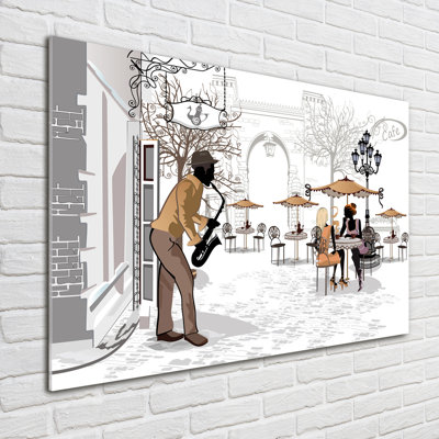 Glass Print Wall Art 100X70cm Image Printed On Glass Decorative Wall Picture Behind Toughened / Tempered Safety Real Glass For Kitchen & Living Room Theme:Street Musician