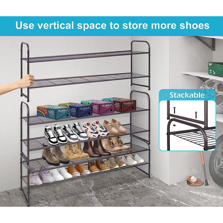 12 Pair Stackable Shoe Rack Rebrilliant - Yahoo Shopping