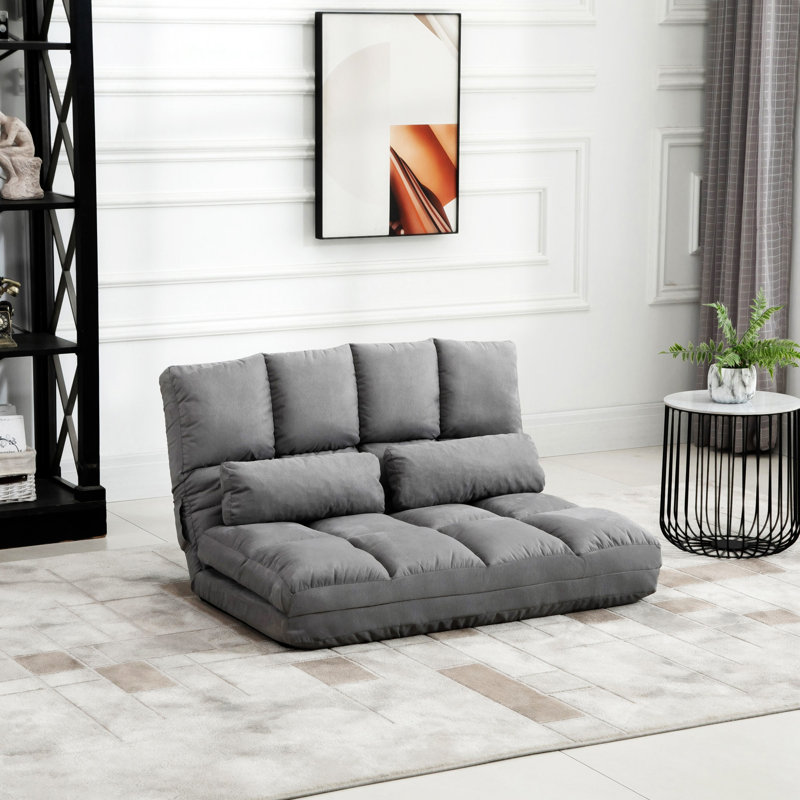 Fauteuil convertible, Tissu gris pâle,  H 23,5 po x l 40,25 po x P 28,75 po