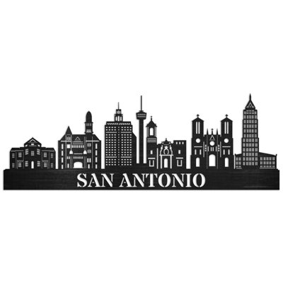 Décoration murale en bois San Antonio City Skyline - bouleau blanc baltique (36 po x 10 po)