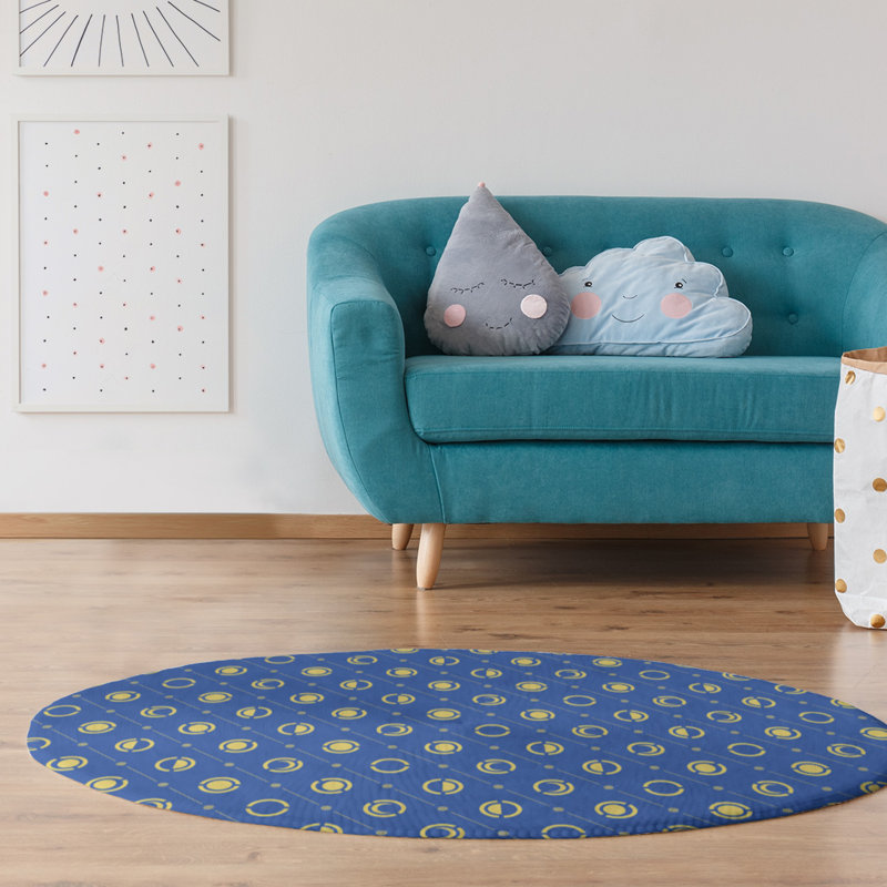 Chenille Geometric Indoor Rug, Round 5'