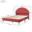 EU Double (140X200cm) Scalloped Shell Velvet Bed, Glam Upholstered Platform Frame With Gold Legs, Burgundy & Beige-868068583