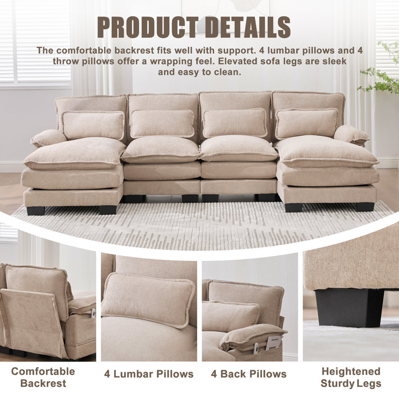 Elegant Chenille Living Sofa