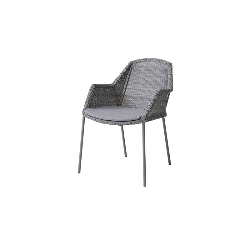 Breeze Stacking Patio Dining Armchair with Cushion, Black, Gray