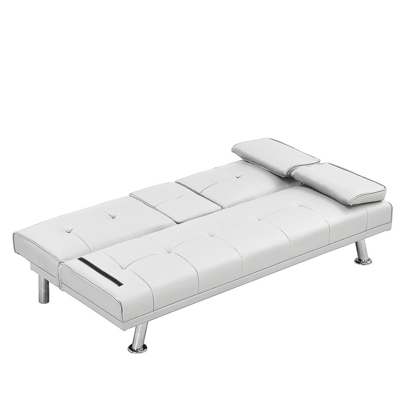 Canapé-lit avec accoudoirs à deux supports, Blanc
