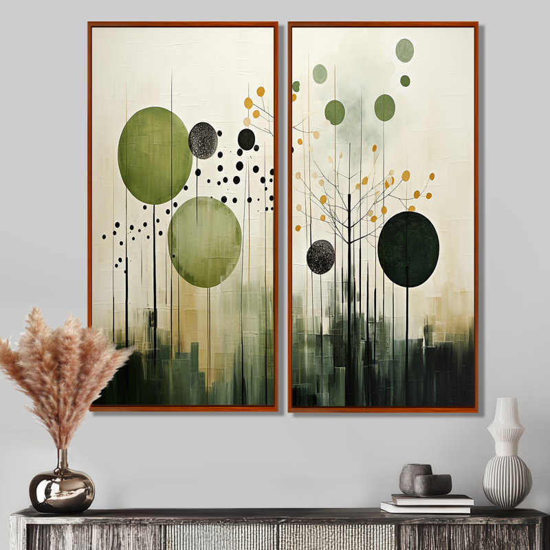 Vert, beige, scandinave moderne scandinave I - art mural moderne scandinave grand, 40" H x 40" W, Brown