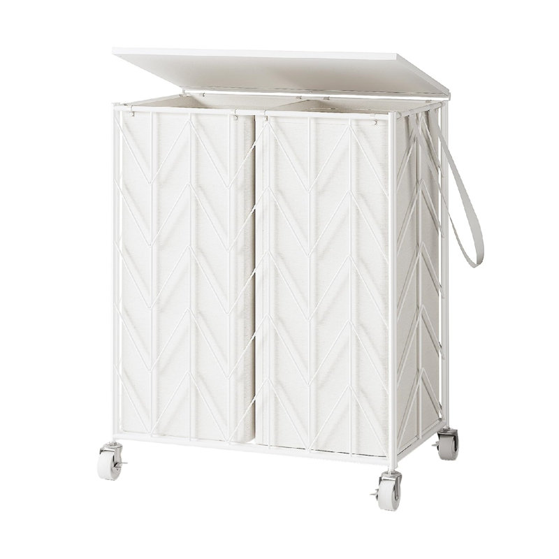 Laundry Basket with Wheels, White