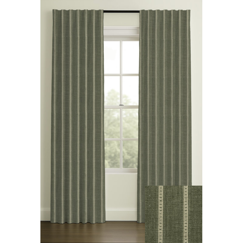 Rod Pocket/Back Tab Blackout Lining Modern Jacquard, 50" W x 120" L, Olive