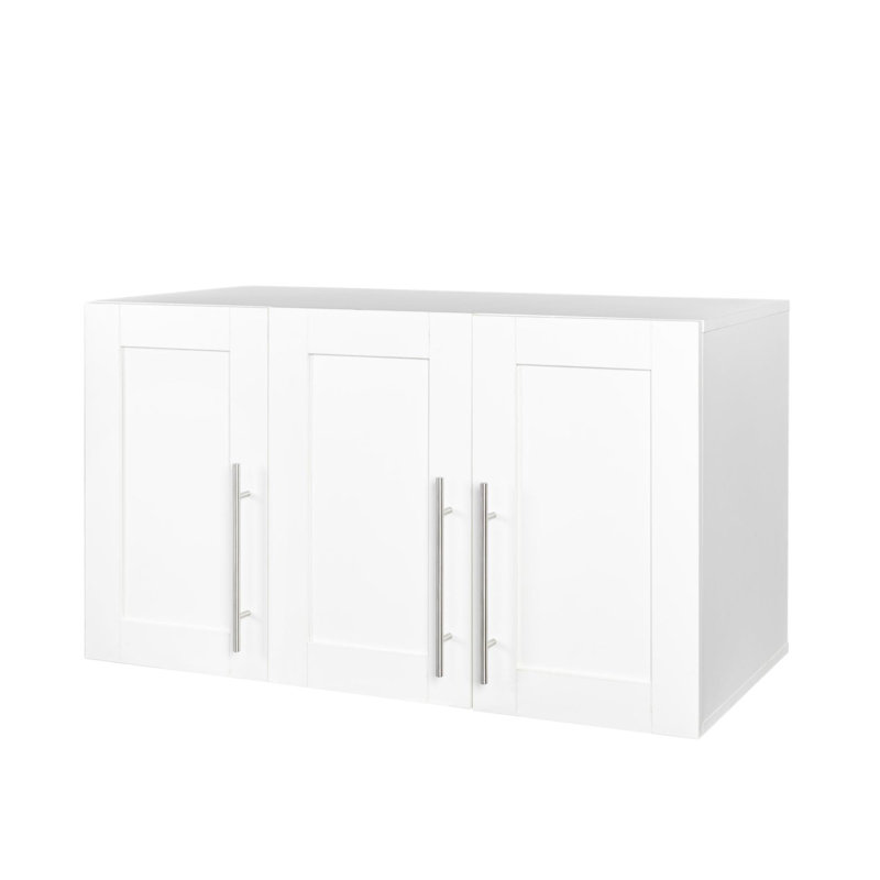 Armoire de rangement murale empilable, P 15,75 po x l 35,43 po x H 19,69 po, blanc