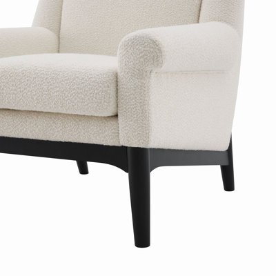 Fauteuil d'appoint moderne avec accoudoirs évasés, fauteuil rembourré, fauteuil de style Mid-Century moderne avec pieds en bois massif, fauteuil de lecture ergonomique pour le salon, la chambre à coucher