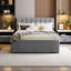 Lit plateforme tapissier pleine grandeur avec lit gigogne simple Teddy - gris, élégant et fonctionnel-2033818716