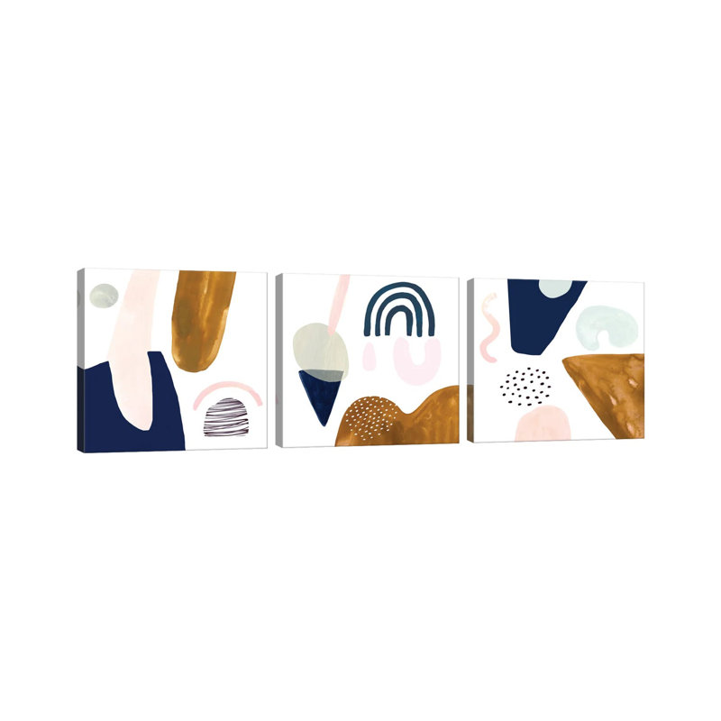 «Double Scoop Triptych», ensemble d'art mural sur toile tendue (ensemble de 3)
