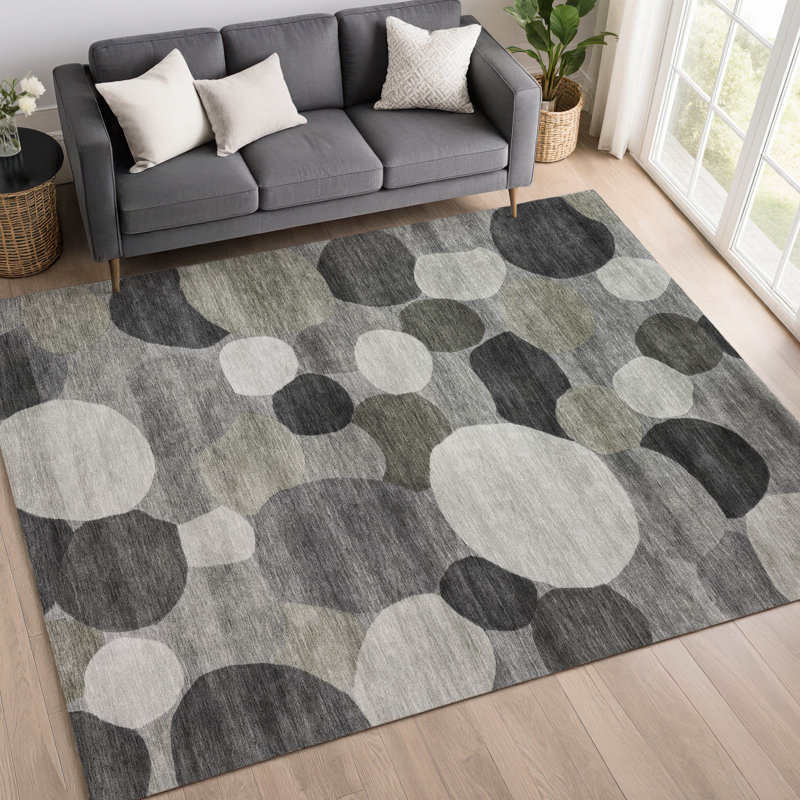 Tapis à pois Premium lavable à la machine AMF2375 Mayfield, Gris, 8 pi x 10 pi