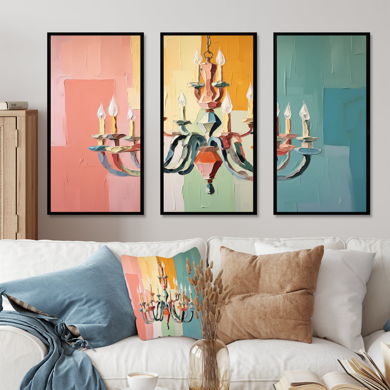 Lustre baroque Brilliance - lustre, art mural, Cadre flottant noir, H 40 po x l 60 po x P 1 po