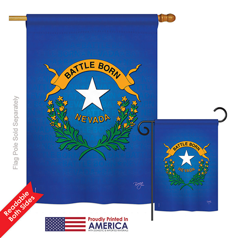 Ensemble de 2 drapeaux verticaux décoratifs en polyester à 2 côtés nevada american statements