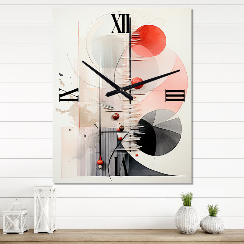 Asian Art Seashell Sumi I - Horloge murale asiatique surdimensionnée, H 40 po x l 30 po x P 1 po