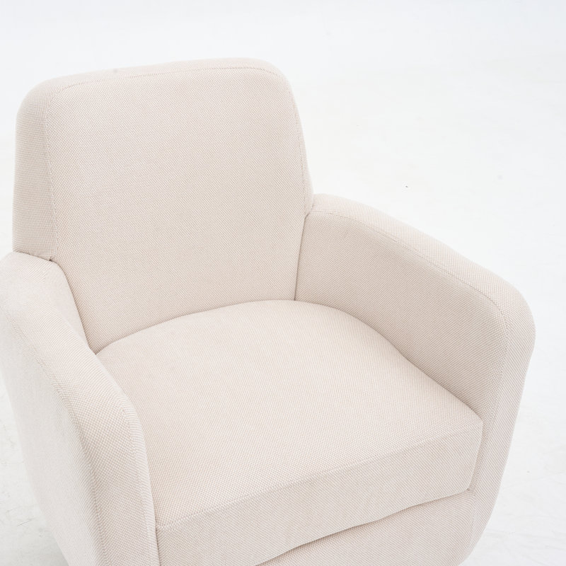 Chaise pivotante à 360 degrés - Lin de coton, salon de soutien ergonomique, chambre à coucher, chaise de bureau rembourrée de mousse blanche, tissu en lin de fabrication, pour la détente. Style moderne, blanc, rembourrage, fabrication.