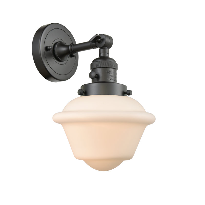 Agosto Armed Sconce, Matte White Cased, 3.5 Watt Vintage LED Bulb, Oil Rubbed Bronze